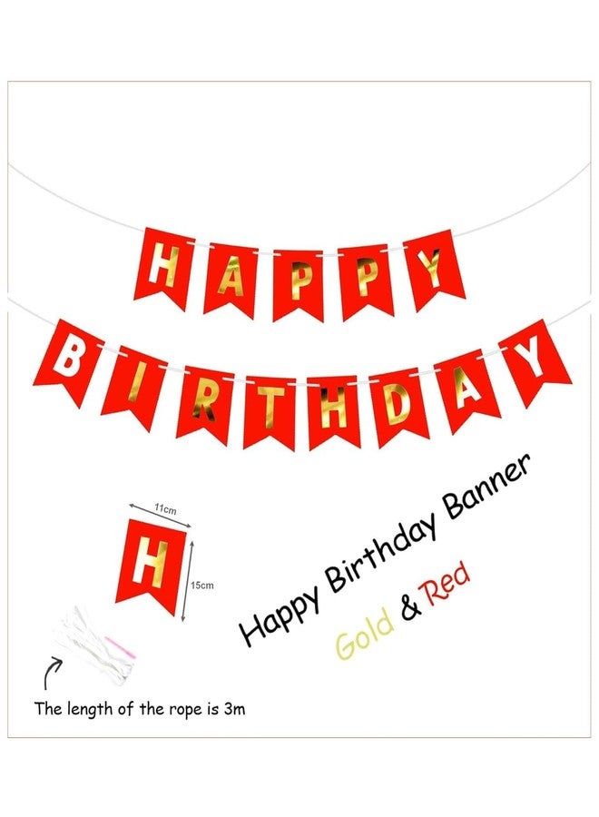 TIZOQ 1Pc Happy Birthday Cardstock Banner With Ribbion Birthday Decoration Items Red Happy Birthday Cardstock For Boys, Girls(Pack Of 1, Red) - Image 3